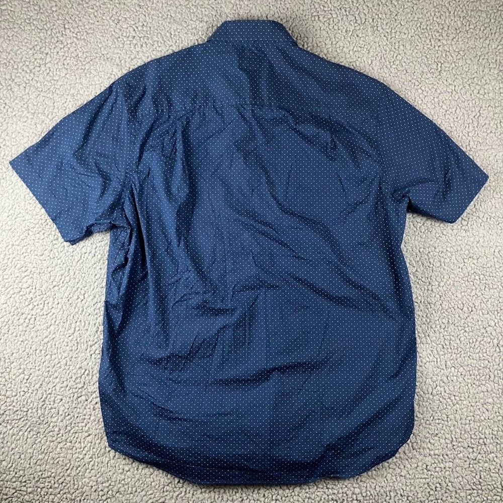 Club Room Mens Navy Blue Polka Dot Short Sleeve Button Down Shirt Large - Picture 3 of 10